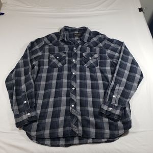 Red Snap Shirt Men’s XXL Pearl Snap Western Plaid Cotton Collared Cowboy Shirt